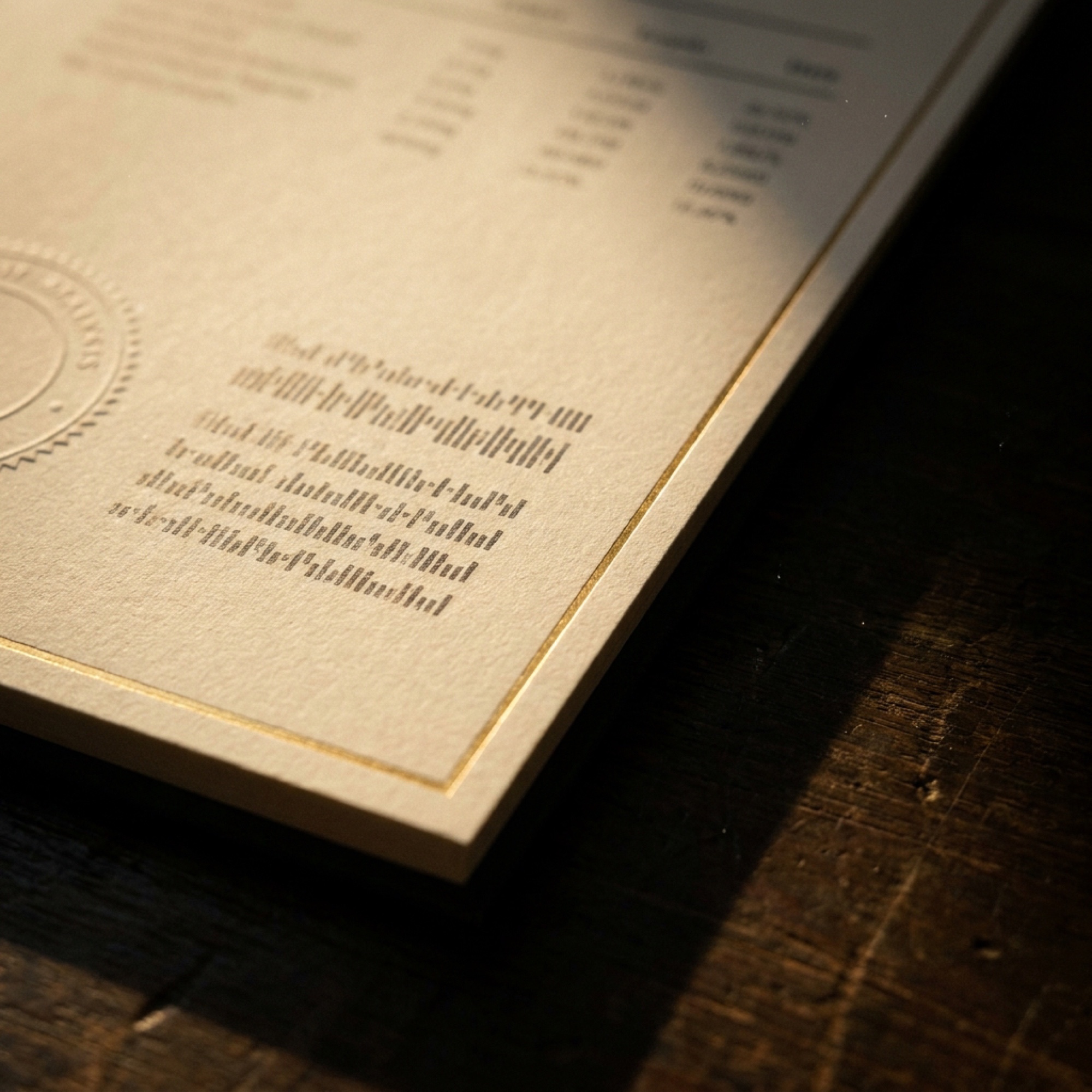 Certificate of Analysis document with embossed seal